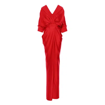 Acob À Porter Women's Draped Long Dress Red