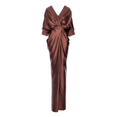 Acob À Porter Women's Draped Maxi Dress Brown