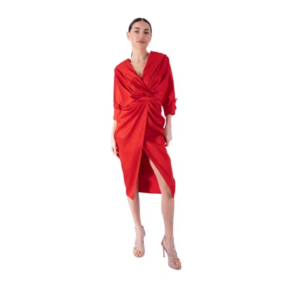 Acob À Porter Women's Draped Midi Dress Red