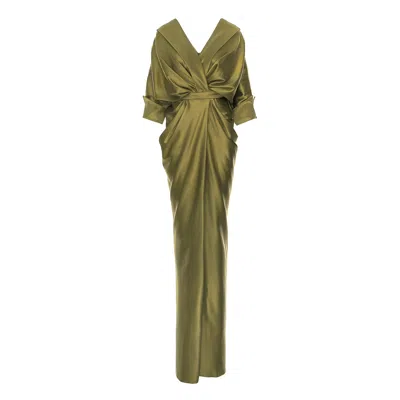 Acob À Porter Women's Green Draped Maxi Dress Olive