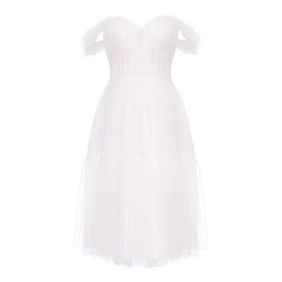 Acob À Porter Women's Natalie Draped Tulle Midi Dress - White