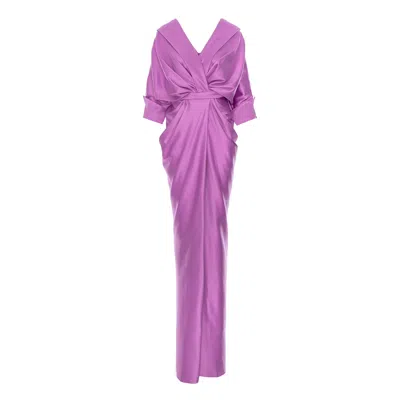 Acob À Porter Women's Pink / Purple Draped Long Dress Mauve In Pink/purple