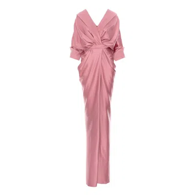 Acob À Porter Women's Pink / Purple Draped Long Dress Powder Pink In Pink/purple