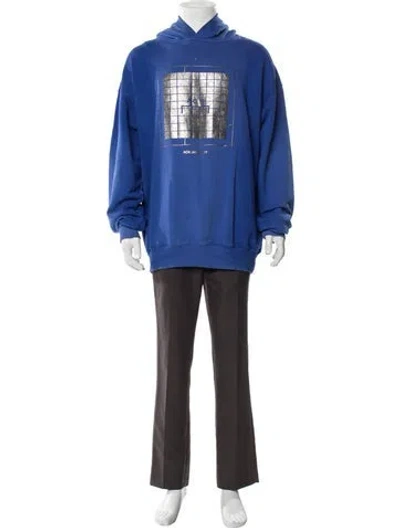 Pre-owned A-cold-wall* Graphic Print Crew Neck Hoodie In Blue