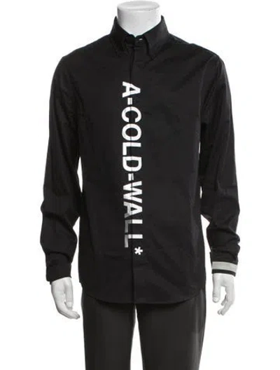 Pre-owned A-cold-wall* Graphic Print Long Sleeve Dress Shirt W/ Tags In Black