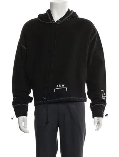 Pre-owned A-cold-wall* Printed V-neck Hoodie In Black