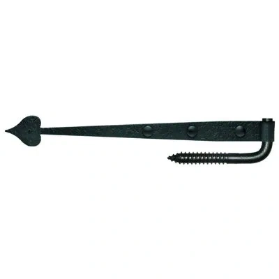 Acorn 17" Rough Heart Gate Hinge With Carriage Bolts &  Pintle In Matte Black