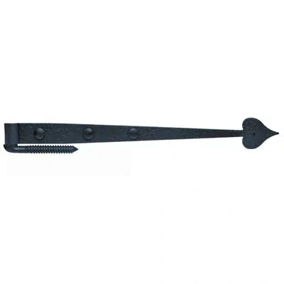 Acorn 19-7/8" Rough Heart Gate Hinge With Carriage Bolts & Pintle In Matte Black