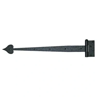 Acorn 20-1/2" Rough Heart Strap Hinge In Matte Black