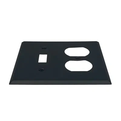 Acorn 2-gang Duplex Outlet / Toggle Light Switch Combination Wall Plate In Matte Black