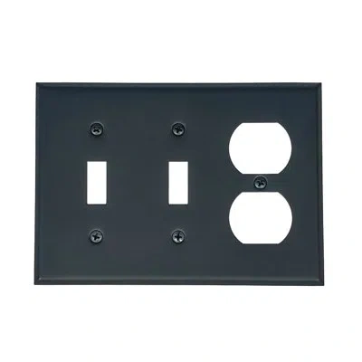 Acorn 3-gang Duplex Outlet / Toggle Light Switch Combination Wall Plate In Matte Black