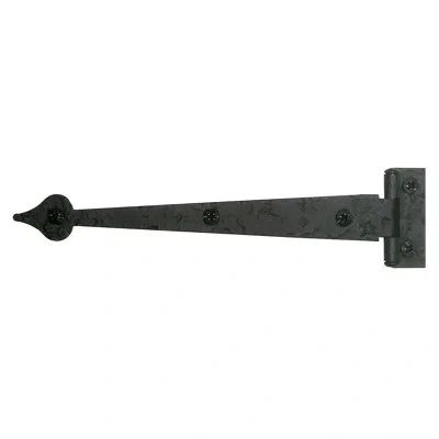 Acorn 6-1/2" Rough Heart Cabinet Strap Hinge, 3/8" Offset, Pair In Matte Black