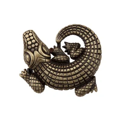 Acorn Alligator Cabinet Knob In Antique Brass