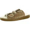 Acorn Camden Double Buckle Womens Faux Fur Lined Cork Slide Sandals In Multi