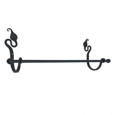 Acorn Forged Leaf 16" Fancy Towel Bar In Matte Black