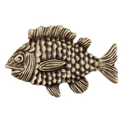 Acorn Fun Fish Cabinet Knob In Antique Brass
