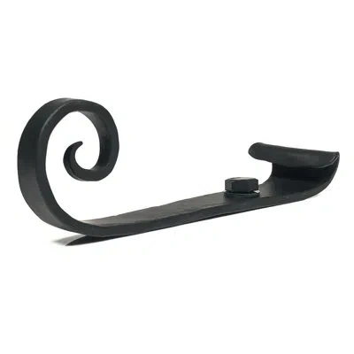 Acorn Hand Forged Scroll Shutter Holdback, Pair In Matte Black