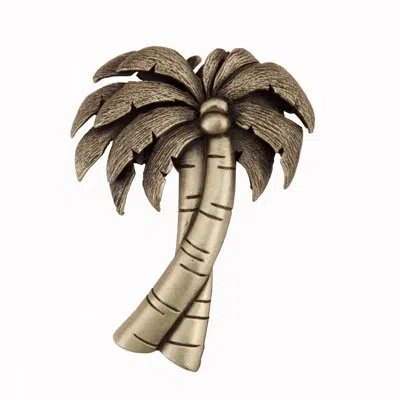 Acorn Palm Tree Cabinet Knob In Antique Brass