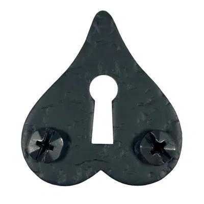 Acorn Rough Heart Skeleton Key Plate In Matte Black