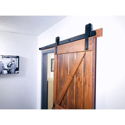 Acorn Square End Rolling Standard Single Track Barn Door Hardware Kit In Black