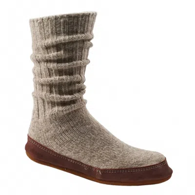 ACORN UNISEX ORIGINAL SLIPPER SOCK IN LIGHT GRAY RAGG WOOL