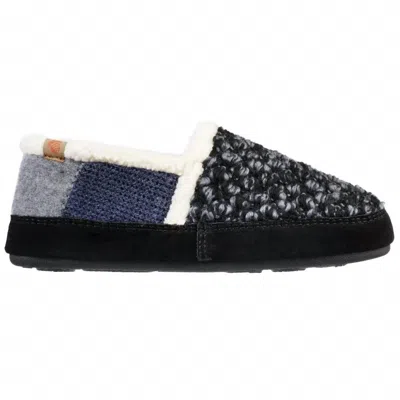 Acorn Women's Patchwork Meadow Moccasin In Navy Blue In Black