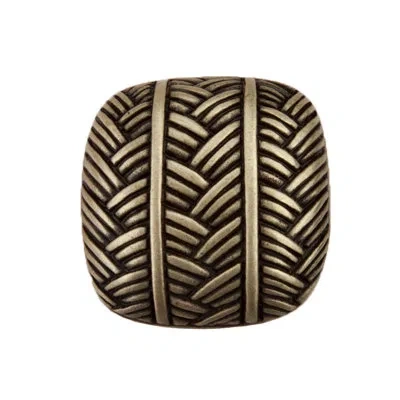 Acorn Woven Square Cabinet Knob In Antique Brass