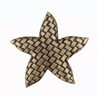 Acorn Woven Star Cabinet Knob In Antique Brass