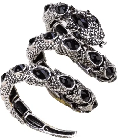 Acq Stretch Snake Bracelet Armlet Upper Arm Cuff For Women - Punk Rock Crystal Bangle Jewelry In Gold An In Metallic
