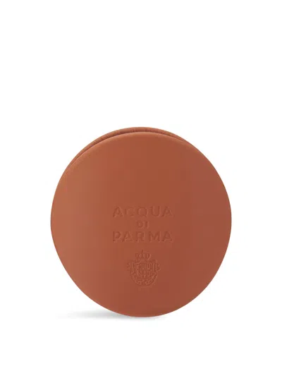 Acqua Di Parma Yellow Leather Car Diffuser Case In Camel Leather