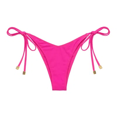 Acqua Pura Women's Stella' Hot Pink V Shaped String Bikini Bottom With Gold Accents