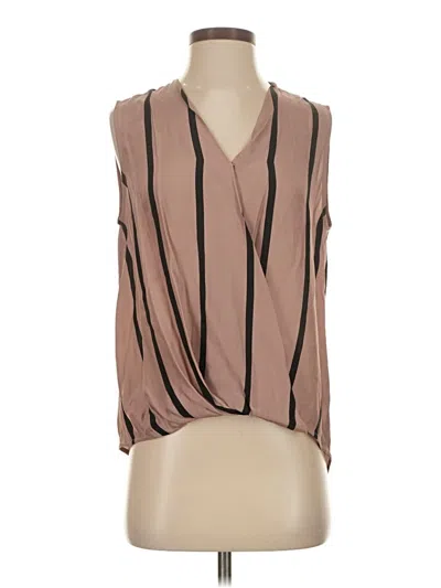 Pre-owned Acrobat Sleeveless Silk Top Brown Plunge Neckline Tops