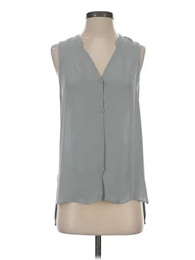 Pre-owned Acrobat Sleeveless Silk Top Gray Plunge Neckline Tops