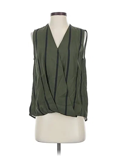Pre-owned Acrobat Sleeveless Silk Top Green Plunge Neckline Tops