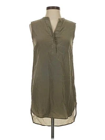 Pre-owned Acrobat Sleeveless Silk Top Green Plunge Neckline Tops