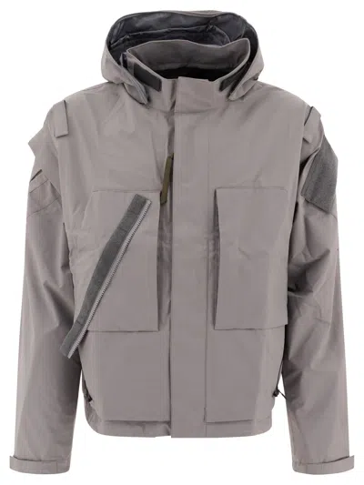Acronym Boxy-silhouette Grey Jacket With Utility Pockets In Gray