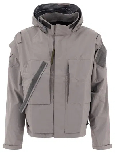 Acronym Boxy-silhouette Grey Jacket With Utility Pockets In Gray