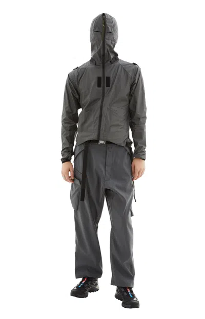 Acronym P30al-e Wide-leg Belted Layered Encapsulated Nylon Cargo Trousers In Gray
