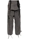 Acronym P30al-e Wide-leg Belted Layered Encapsulated Nylon Cargo Trousers In Grey
