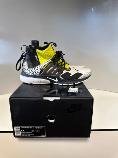 Pre-owned Acronym X Nike Air Presto Mid / Acronym White And Yellow Shoes