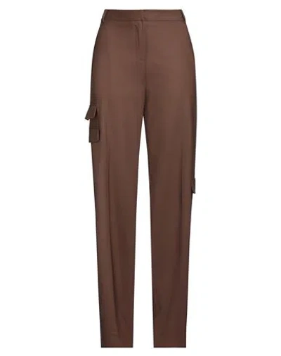 Act N°1 Woman Pants Brown Size L Wool, Elastane