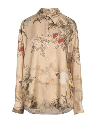 Act N°1 Woman Shirt Camel Size M Silk In Beige