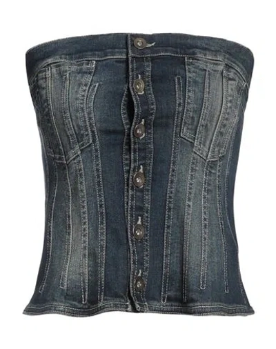 Act N°1 Woman Top Blue Size 6 Cotton, Elastane