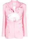 Act N°1 Cut-out Gathered Wool Blazer In Pink