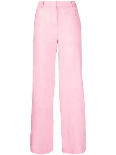 Act N°1 Logo-embossed Wide-leg Trousers In Pink