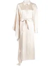 Act N°1 Long-sleeve Asymmetric-hem Dress In Neutrals