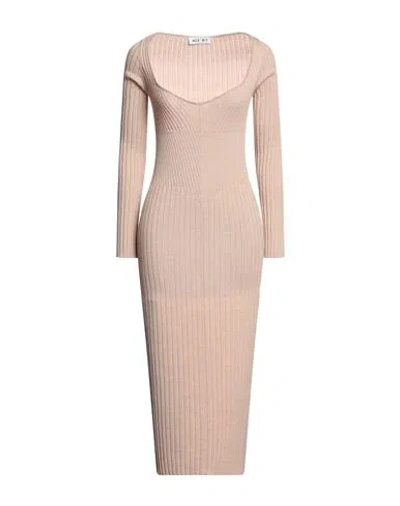 Act N°1 Woman Midi Dress Sand Size 4 Wool In Beige