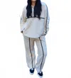 Act Pretty Long Sleeve Fleece Zip Up With Lounge Pants In Beige In Neutral