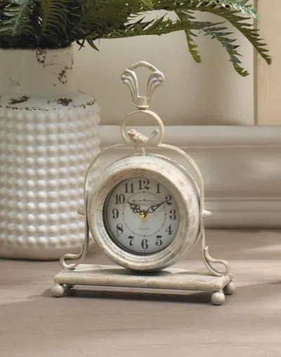Actifo Antique-style Table Clock With Bird - Light Beige In Neutral
