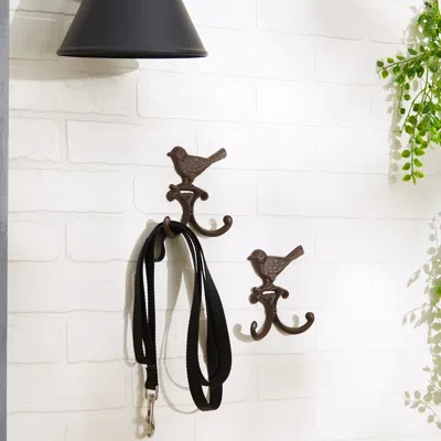 Actifo Bird Wall Hooks Set Of 2 - Dark Brown In Black